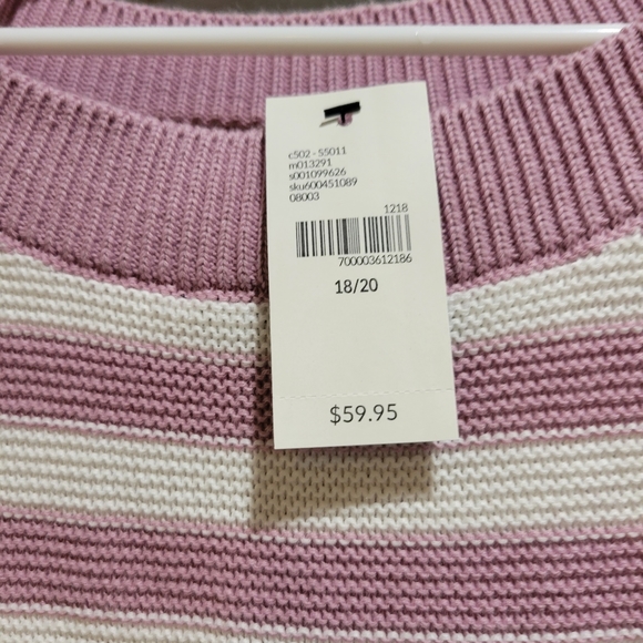 Lane Bryant size 18/20 pink and white horizontal striped sweater - Picture 3 of 6